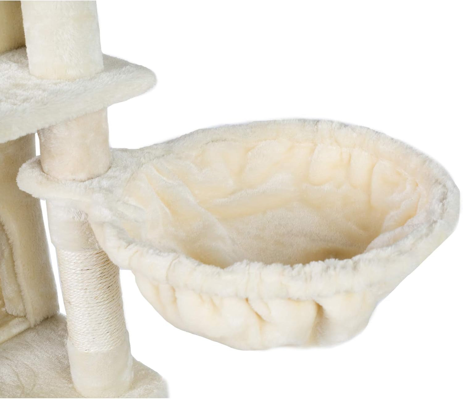 XL Cat Tree, 73.4 Inch Cat Tower with 3 Caves, 3 Cozy Perches, Scratching Posts, Board, Activity Center Stable for Kitten/Big Cat, Beige MPJ032M