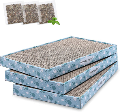 Cat Scratcher Padpal Cat Scratching Board, Cardboard Scratcher with Catnip for Indoor, Flat Scratch Board Scratch Pad Cardboard for Kitten, Extra Wide, 3Pack