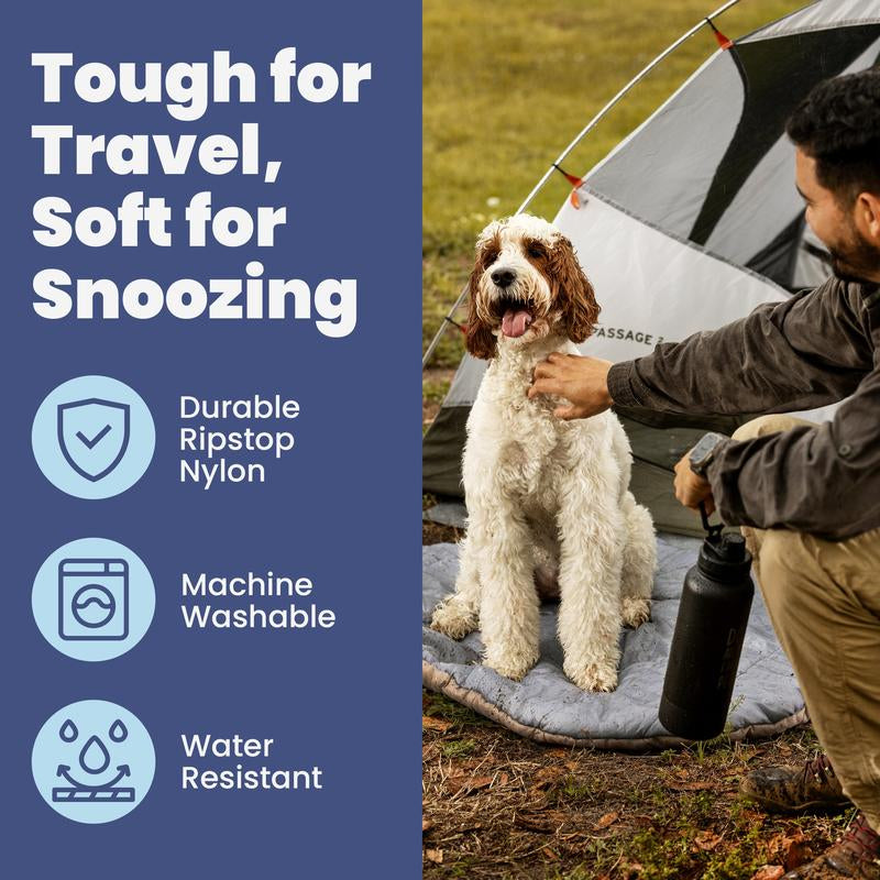 Travel Dog Bed – Foldable, Roll-Up, Lightweight, Water-Resistant Mat