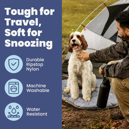 Travel Dog Bed – Foldable, Roll-Up, Lightweight, Water-Resistant Mat